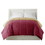 Benzara BM46035 Genoa King Size Box Quilted Reversible Comforter, Pink and Beige