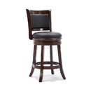Benjara BM61366 Round Wooden Swivel Counter Stool with Padded Seat and Back, Dark Brown