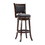 Benjara BM61367 Round Wooden Swivel Barstool with Padded Seat and Back, Dark Brown