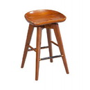 Benjara BM61419 Contoured Seat Wooden Swivel Counter Stool with Angled Legs, Walnut Brown
