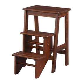 Benjara BM61440 3 Step Wooden Frame Stool with Safety Latch, Brown