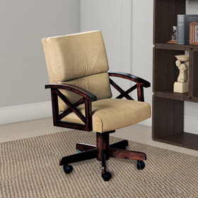 Benzara BM68943 Upholstered Arm Game Chair, Brown