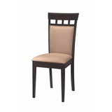 Benzara BM68980 Upholstered Back Panel dining Chair with Fabric Seat, Beige And Brown, Set of 2