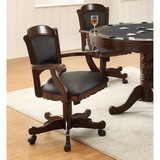 Benzara BM68982 Arm Game Chair with Casters and Fabric Seat and Back, Brown