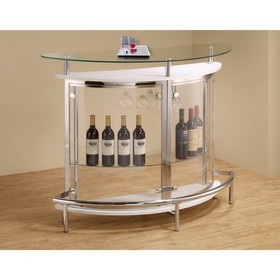 Benzara BM68992 Contemporary Bar Unit with Clear Acrylic Front , White