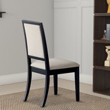 Benzara BM69003 Wooden Dining Side Chair With Cream Upholstered seat And Back, Black, Set of 2