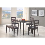 Benzara BM69422 Sophisticated 5 Piece Dining Set with Bench, Brown