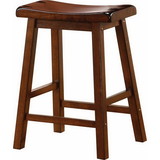Benzara BM69427 Wooden Casual Counter Height Stool, Chestnut Brown, Set of 2