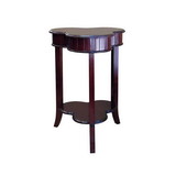 Benjara BM94694 Clover Shaped Wooden End Table with Flared Legs, Cherry Brown