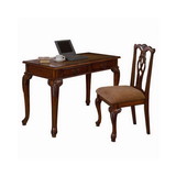 Benjara BM94774 2 Piece Traditional Style Wooden Desk and Chair Set, Brown