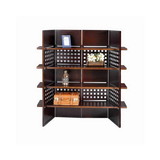 Benjara BM96007 4 Shelf Wooden Bookcase Room Divider with Cutout Design, Brown