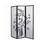 Benjara BM96094 Wood and Paper 3 Panel Room Divider with Bamboo Print, White and Black