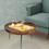 The Urban Port UPT-183000 Round Mango Wood Coffee Table With Splayed Metal Legs, Brown and Black