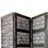 The Urban Port UPT-195270 Four Panel Mango Wood Room Divider with Traditional Carvings, Black and White