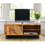 The Urban Port UPT-195276 55 Inch Mango Wood TV Stand with 2 Open Compartments, Brown and Black