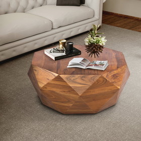 The Urban Port UPT-196015 Diamond Shape Acacia Wood Coffee Table With Smooth Top, Dark Brown