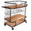 The Urban Port UPT-197314 Metal Frame Bar Cart with Wooden Top and 2 Shelves, Black and Brown
