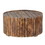 The Urban Port UPT-204785 34 Inch Handmade Wooden Round Coffee Table with Plank Design, Burned Brown