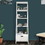 The Urban Port UPT-205750 4 Shelf Wooden Ladder Bookcase with Bottom Drawer, Distressed White