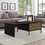 The Urban Port UPT-225264 Wood and Metal Rectangular Accent Coffee Table with Drawer, Brown and Black