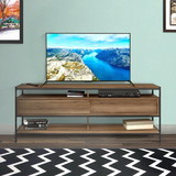 The Urban Port UPT-225269 58 Inch Wood and Metal Entertainmnet TV Stand with 2 Drawers, Brown and Black