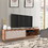 The Urban Port UPT-225281 71 Inch Door Wooden Entertainment TV Stand with 2 Open Compartments, Brown