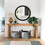 The Urban Port UPT-226272 28 Inch Round Wooden Floating Beveled Wall Mirror, Black