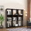 The Urban Port UPT-242343 52.6 Inch Wooden Bookcase with 9 Open Compartments and Casters, Walnut Brown