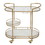 The Urban Port UPT-250429 30 Inch 3 Tier Bar Cart with Matte Gold Metal Frame, White Marble and Glass Shelves