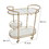 The Urban Port UPT-250429 30 Inch 3 Tier Bar Cart with Matte Gold Metal Frame, White Marble and Glass Shelves