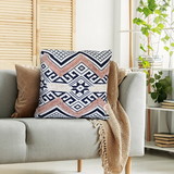 The Urban Port UPT-261538 18 x 18 Handcrafted Square Jacquard Cotton Accent Throw Pillow, Geometric Tribal Pattern, White, Black, Beige