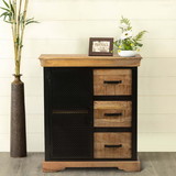 The Urban Port UPT-263261 Home Office Cabinet with 3 Drawers and Metal Frame, Oak Brown and Black