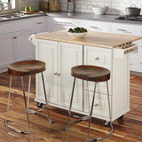 The Urban Port UPT-263790 Farmhouse Counter Height Barstool with Wooden Saddle Seat and Tubular Frame, Small, Brown and Silver