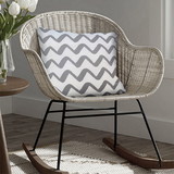 The Urban Port UPT-266363 20 x 20 Modern Square Cotton Accent Throw Pillow, Simple Chevron Pattern, Gray, White