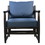 The Urban Port UPT-270563 Malibu Accent Chair with Open Wood Frame, Fabric Seating, Navy Blue and Black