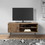 The Urban Port UPT-273094 Clive 48 Inch Reclaim Wood Rectangle Farmhouse Media Console TV Stand, 1 Door, Iron Legs, Rustic Brown