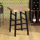 The Urban Port UPT-636042216 The Urban Port Wooden Saddle Seat 30 Inch Barstool With Ladder Base, Brown and Black