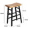 The Urban Port UPT-636042216 Wooden Saddle Seat 30 Inch Barstool With Ladder Base, Brown and Black