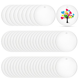 TOPTIE 50 Pcs Acrylic Keychain Blanks, 2" Diameter Clear Round Blank, Perfect for DIY Keychain Tags
