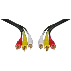 CableWholesale 10R3-01150 Stereo/VCR RCA Cable, 2 RCA (Audio) + RCA RG59 Video, Gold-plated Connectors, 50 foot