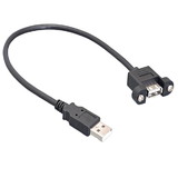 CableWholesale 10U2-24110 USB 2.0 Panel Mount Extension Cable, Type A Male to Panel Mount  Female, Black, 10 Foot