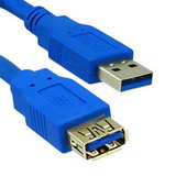 CableWholesale 10U3-02101E USB 3.0 Extension Cable, Blue, Type A Male / Type A Female, 1 foot