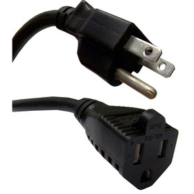 CableWholesale 10W1-03206 Power Extension Cord w/ SJT Jacket, Black, NEMA 5-15P to NEMA 5-15R, UL/CSA rated, 10 Amp, 6 foot