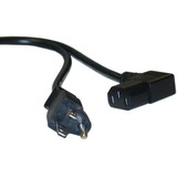 CableWholesale 10W1-06203 Right Angle Computer / Monitor Power Cord, Black, NEMA 5-15P to Right Angle C13, 10 Amp, 18 AWG, 3 foot