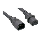 CableWholesale 10W2-02201 Computer / Monitor Power Extension Cord, Black, C13 to C14, 14AWG, 15 Amp, 1 foot