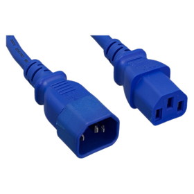 CableWholesale 10W2-02202BL Computer / Monitor Power Extension Cord, Blue, C13 to C14, 14AWG, 15 Amp, 2 foot