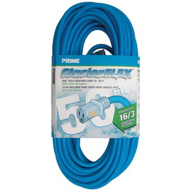 CableWholesale 10W2-70650 Cold Weather Outdoor Power Extension Cord, SJTW 16 AWG * 3C / 13 Amp, UL / CSA, Blue, 50 ft