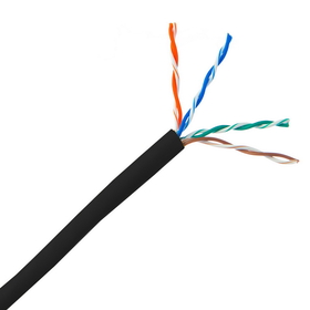 CableWholesale 10X6-022TH Bulk Cat5e Black Ethernet Cable, Solid, UTP (Unshielded Twisted Pair), Pullbox, 1000 foot