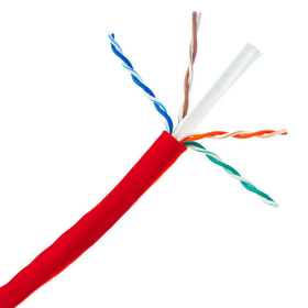 CableWholesale 10X8-071TH Bulk Cat6 Red Ethernet Cable, Solid, UTP (Unshielded Twisted Pair), Pullbox, 1000 foot