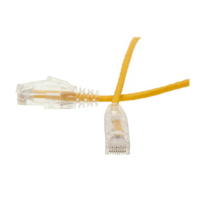 CableWholesale 10X8-88101 Cat6 Yellow Slim Ethernet Patch Cable, Snagless/Molded Boot, 1 foot